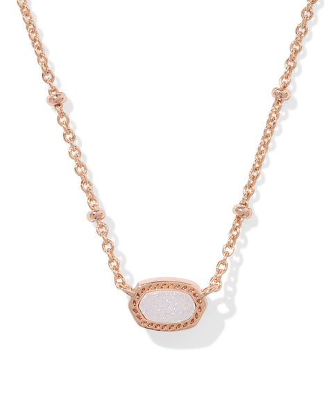Mini Elisa Rose Gold Satellite Pendant Necklace in Iridescent Drusy