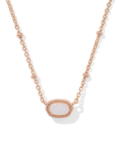 Mini Elisa Rose Gold Satellite Pendant Necklace in Iridescent Drusy