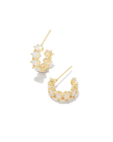 Cailin Crystal Huggie Earrings in Champagne Opal