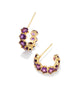Cailin Gold Crystal Huggie Earrings in Purple