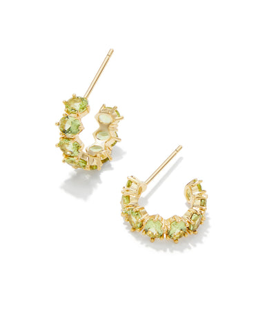 Cailin Gold Crystal Huggie Earrings in Peridot
