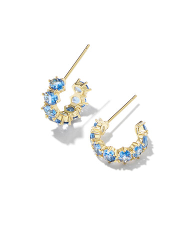 Cailin Gold Crystal Huggie Earrings in Blue Violet