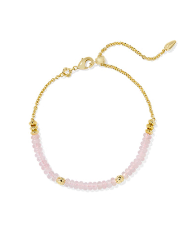 Delilah Gold Delicate Chain Bracelet in Rose Quartz
