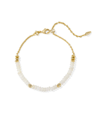 Delilah Gold Delicate Chain Bracelet in Ivory Mother of Pearl