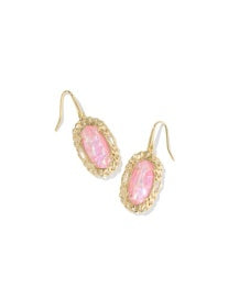 Dani Figaro Frame Drop Earring Gold in Pink Ivory Mother of Pearl