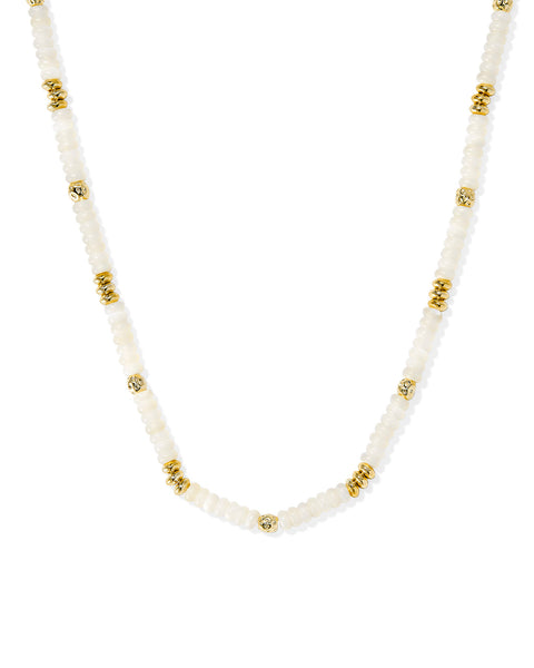 Delilah Gold Strand Necklace in Ivory Mother of Pearl