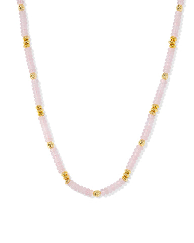 Delilah Gold Strand Necklace in Rose Quartz