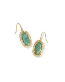Dani Figaro Frame Drop Earring Gold in Deep Aqua Illusion