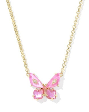 Bianca Butterfly Pendant Necklace in Pink Mix