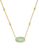 Elisa Gold Lattice Frame Short Pendant Necklace in Light Green Mother of Pearl