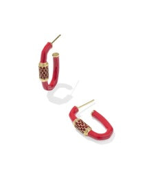 Emery Enamel Hoop Earring in Gold Red Mix