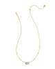 Elisa Gold Lattice Frame Short Pendant Necklace in Light Green Mother of Pearl