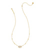 Elisa Gold Lattice Frame Short Pendant Necklace in Ivory Mother of Pearl