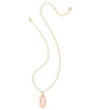 Elle Gold Lattice Frame Large Long Pendant Necklace in Blush Ivory Mother of Pearl