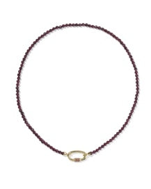 Emery Beaded Strand Necklace Gold Red Garnet