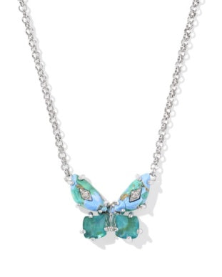 Bianca Butterfly Pendant Necklace in Bright Aqua Mix