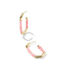 Sylvia Hoop Earring Gold in Pink Chalcedony