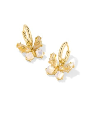 Bianca Butterfly Huggie Earring in Iridescent White Mix