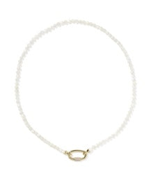 Emery Beaded Strand Necklace Gold Ivory Mother of Pearl