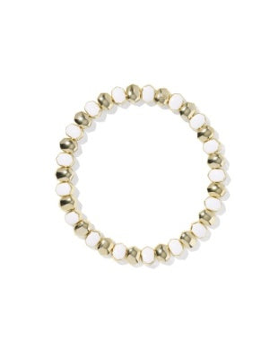 Daphne Enamel Stretch Bracelet Gold White Enamel