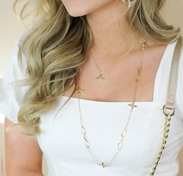 She's Classic Cross Station Long Necklace