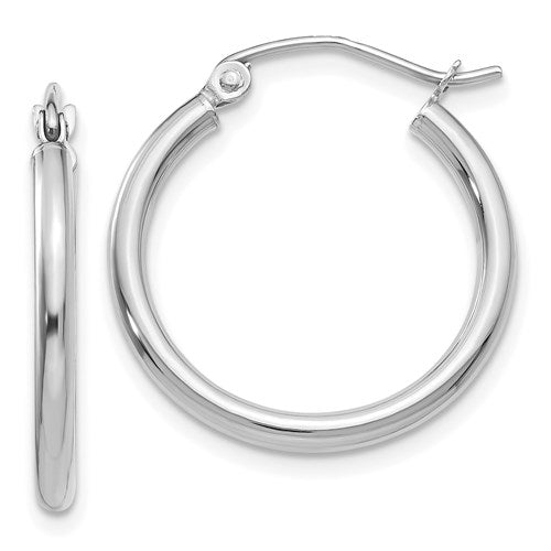 White Gold Polished Hoop Earrings | 10kt