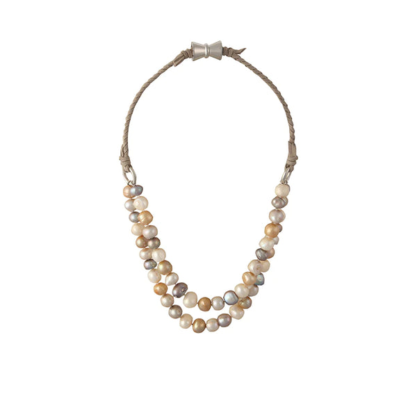 Short Bombay Necklace  in Multi Tan Mix