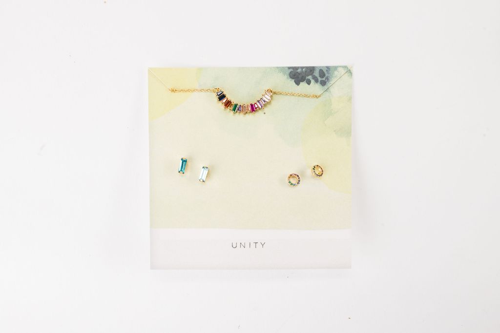 Petite Cadeaux Earring & Necklace Set in Multicolor Crystal
