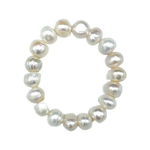 White Bam Bam Pearl Stretch Bracelet