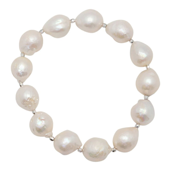 White Edison Pearl Stretch Bracelet