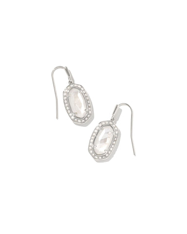 Pearl Silver Beaded Lee Earrings in Ivory Mother of Pearl