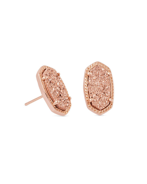 Ellie Rose Gold Stud Earrings in Rose Gold Drusy