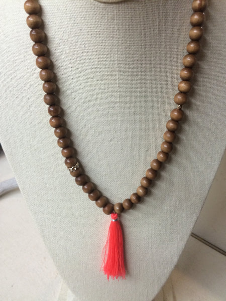 Neon Pink Tassel Necklace