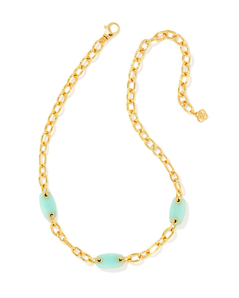 Ashlyn Gold Mixed Chain Necklace in Teal Amazonite
