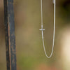 Off-Center Sideways Cross Necklace | Sterling Silver