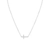 Sterling Silver CZ Sideways Cross Necklace