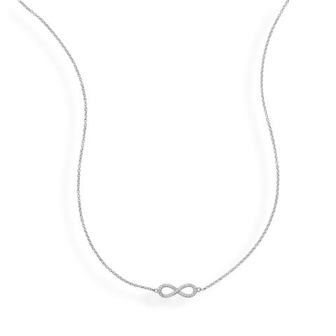 CZ Infinity Necklace | Sterling Silver | 16