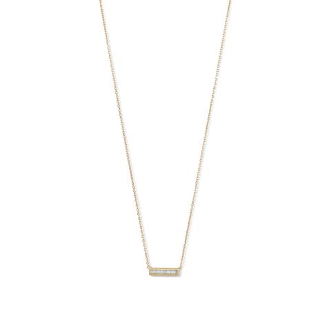 Gold Plated Mini Baguette Bar Necklace