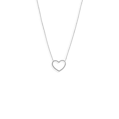 Heart Outline Necklace in Sterling Silver