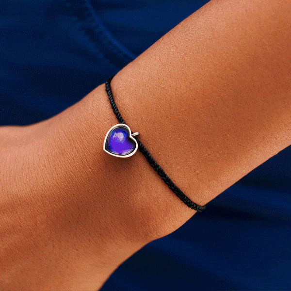 Heart Mood Charm Bracelet in Silver & Black