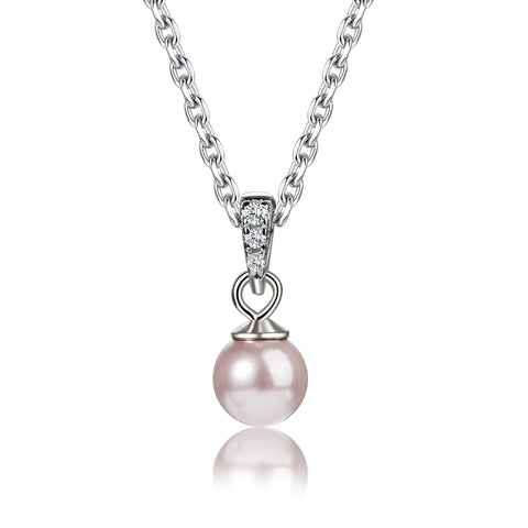 Sterling Silver Pink Pearl Pendant Necklace