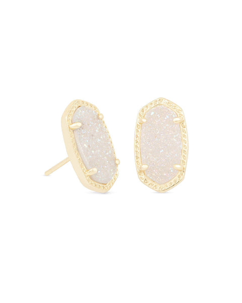 Ellie Gold Stud Earrings in Iridescent Drusy