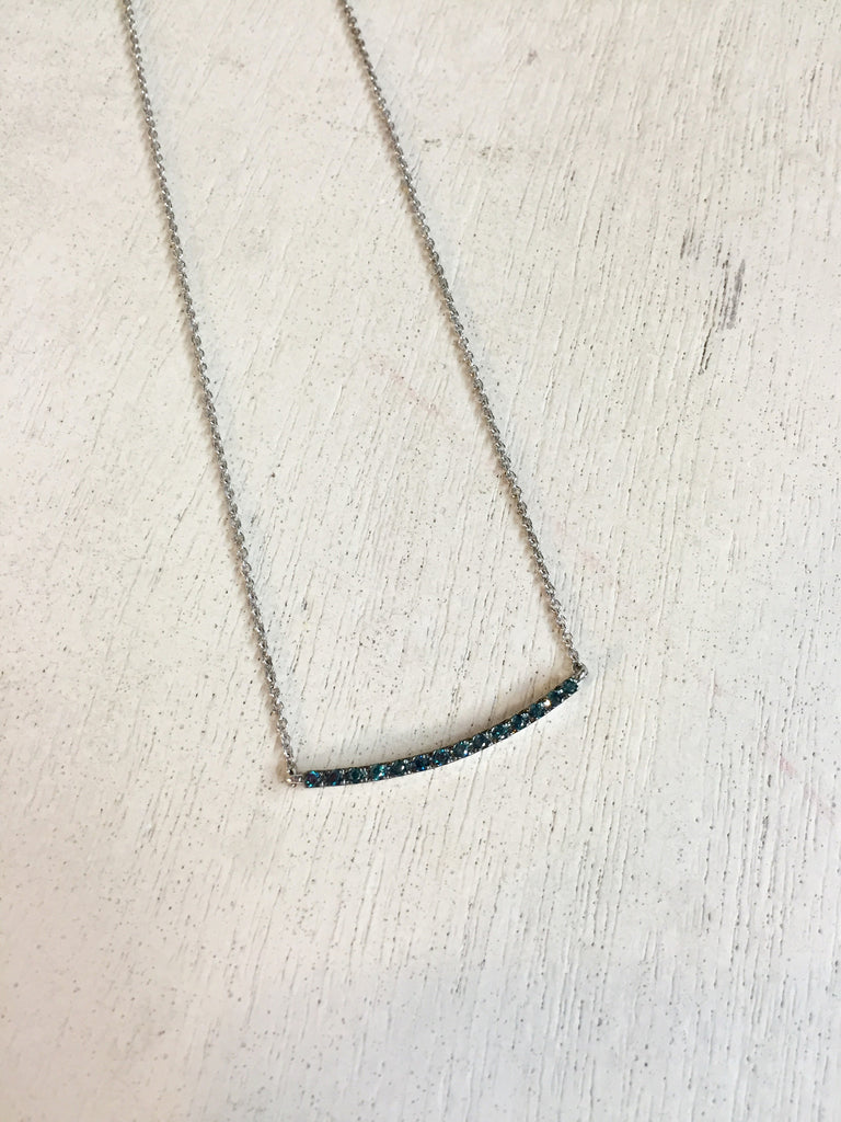 Sterling Silver and Blue Diamond Necklace