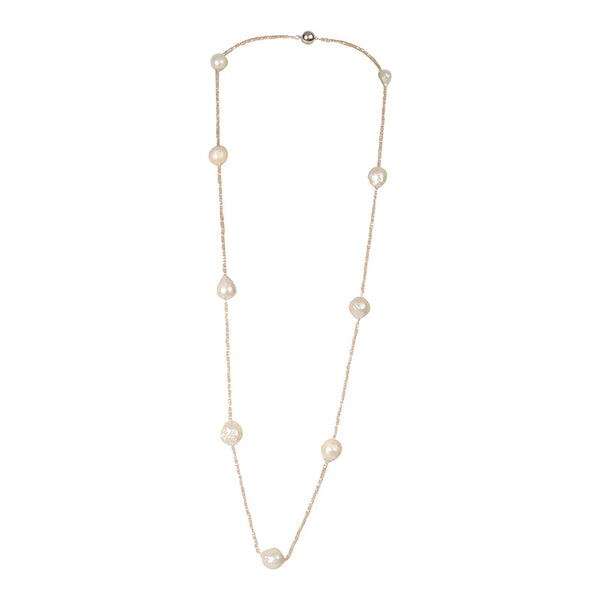 Champagne Crystal & Wild Pearl Necklace