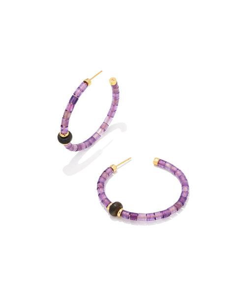 Insley Gold Hoop Earrings in Purple Amethyst