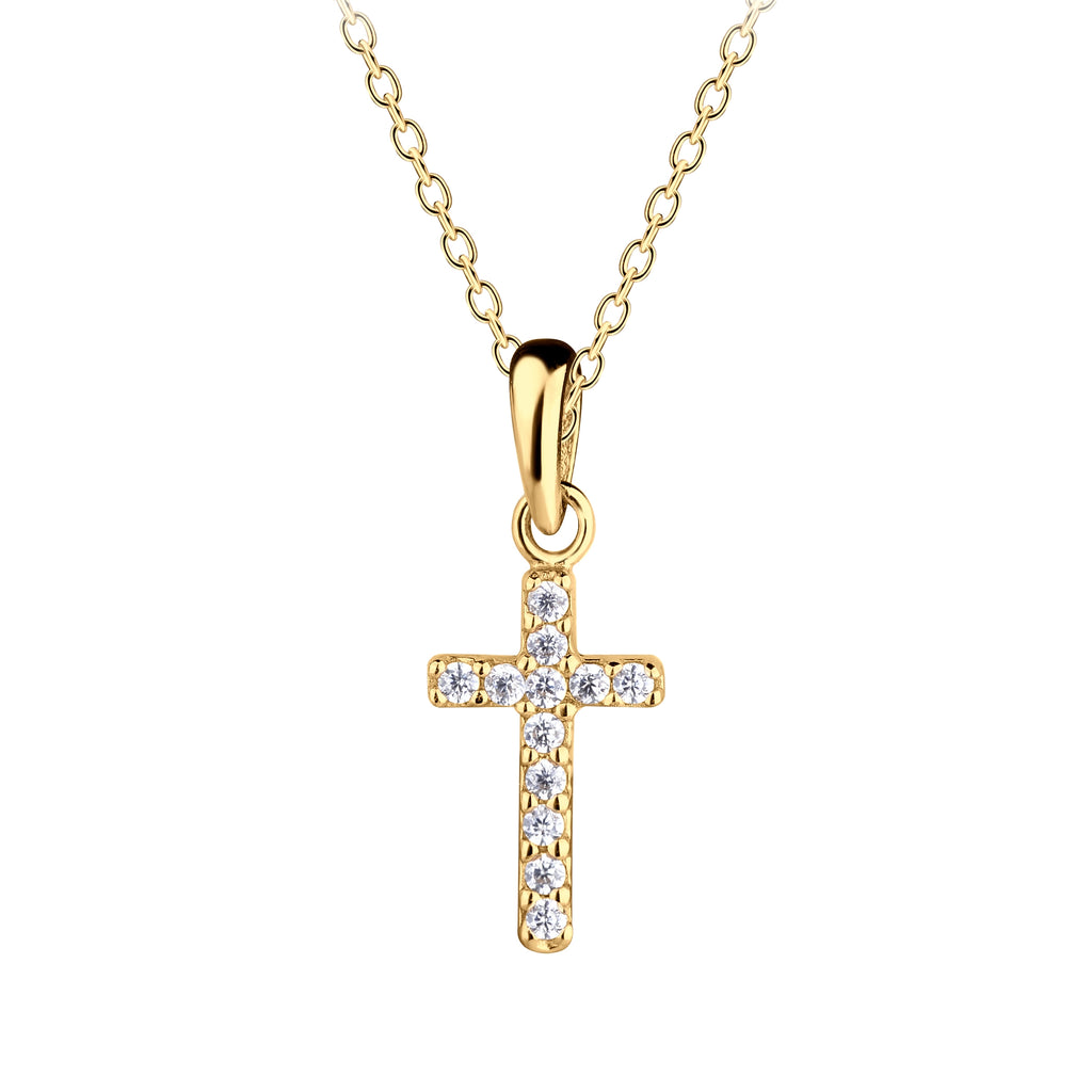 Gold Plated CZ Cross Necklace