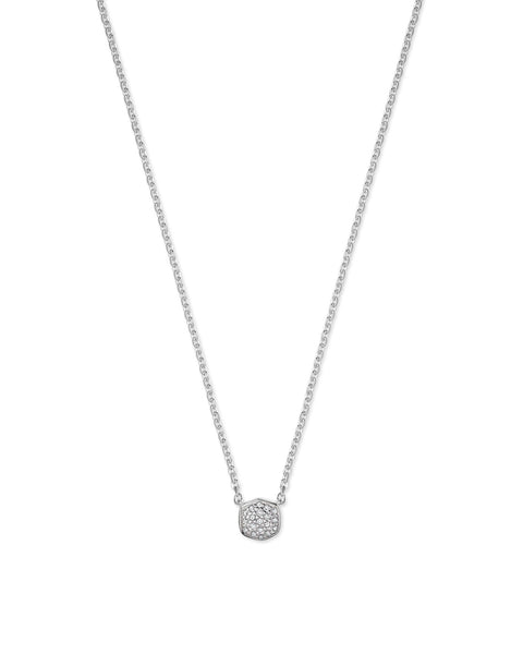 Davie Pave Diamond Pendant Necklace in Sterling Silver