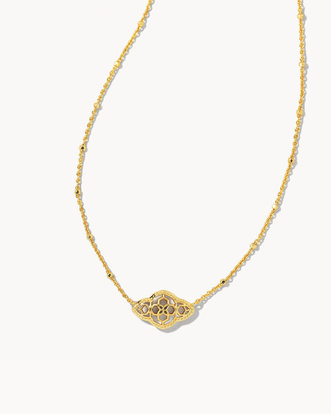Abbie Gold Pendant Necklace in Filigree