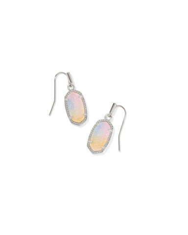 Lee Silver Drop Earrings in Pink Watercolor Drusy