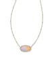 Elisa Silver Satellite Short Pendant Necklace in Pink Watercolor Drusy